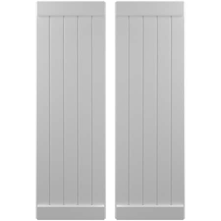 Americraft 5-Board Exterior Wood Joined Board-n-Batten Shutters W/ End Batten, ARW103BB518X59PRH